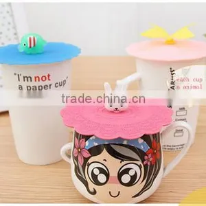 Food Grade Soft Silicone Strong Adsorbability Universal Cup Lids With Animal thumbnail-5