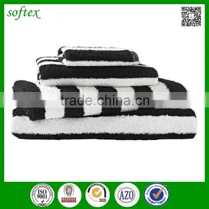 Black and White Striped Bath Towel thumbnail-1