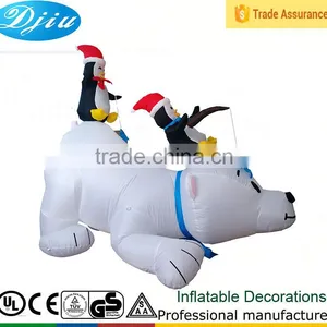 DJ-XT-48 Illuninate Inflatable Polar Bear With Fishing Penguins Outdoor Christmas Display thumbnail-1