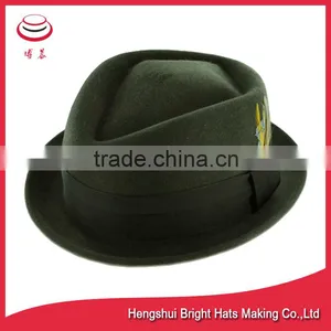 High Quality Wool Felt Stingy Fedora Hat Trilby Hat With Feather thumbnail-1