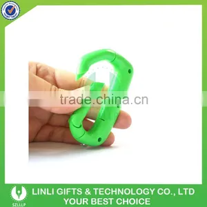 Logo Printed Plastic LED Flashlight Carabiner Keychain thumbnail-4
