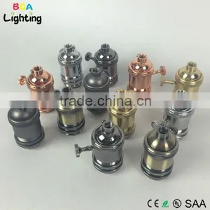 E27 E26 Vintage Brass Pendant Lighting Socket With Switch thumbnail-6