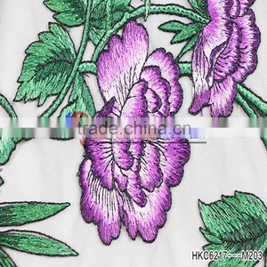 Fashion News Purple Flower Mesh Fabric Embroidered Tulle Fabric Apperal Textile Accessories And Fabric For Textile/Garment thumbnail-5