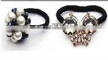 Black Elastic Beaded Ponytail Holder thumbnail-1