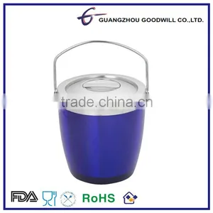 3.0 L Double Wall Stainless Steel Plastic Ice Bucket With Lid thumbnail-1