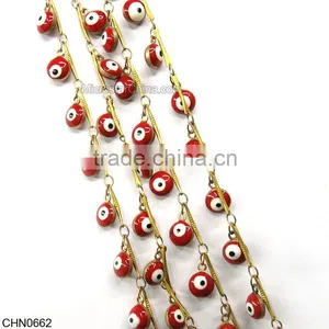 Wholesale Black Eye Shaped Brass Chain With Crystal thumbnail-6