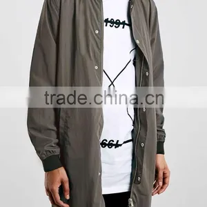 Men's Kakhi Color Longline Bomber Coat thumbnail-1