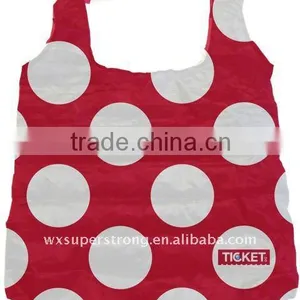 2016Fashion 190T Shopping Bag for Girls,Red Color With White Dots thumbnail-1