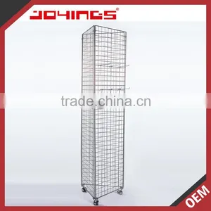 Moving Three-sided Display Rack, Rotate Display Stand With Wheels and Hanger thumbnail-1