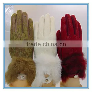 PU And Lace Lined Thick Sexy Gloves Women With Fur thumbnail-6