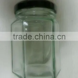 Hexagon Pickles Packing Glass Container, Honey Jar thumbnail-1