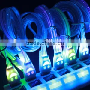 Smile Face Led Light Retractable Usb Data Line , Led Light Usb Charging Data Line, Usb Data Charger Cable thumbnail-1
