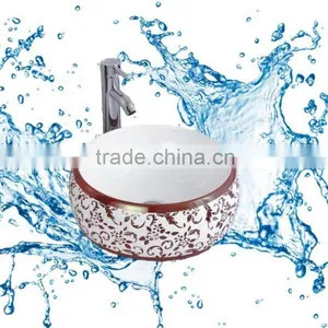 Fashionable Sanitary Ware Ceramic Bathroom Sink Chinese Style Golden Wash Basins thumbnail-4