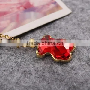 Guangzhou Biggest Wholesale Fashionable Gold Long Chain Red Crystal Necklace With Bear Pendant thumbnail-4