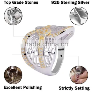 Pure Silver Irregular Vein x Letter Ring With Gold Plated for Women thumbnail-2