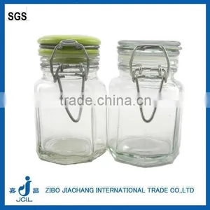 Octagon Glass Hermetically Sealed Jar With Lid thumbnail-1