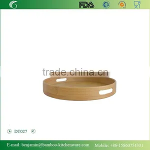 DT027/Round Bamboo Serving Tray/Bamboo Tray For Tableware Kitchenware thumbnail-1