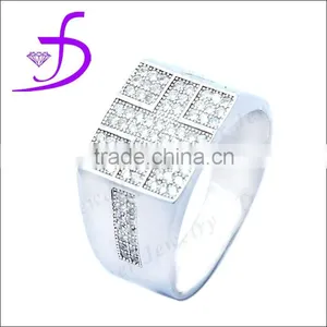 China Factory Direct Sale 925 Sterling Silver Micro Pave Mens Ring thumbnail-1