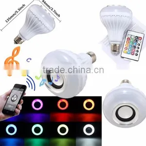 Wireless Bluetooth Speaker +12W RGB Bulb E27 LED Lamp 100-240V 110V 220V Smart Led Light Music Player Audio With Remote Control thumbnail-1