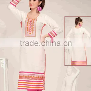 Designer Silk Embroidered KURTI-TUNIC-TOP-KURTA thumbnail-6