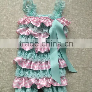 Hot Sale Fashion/ Pretty/ Soft Ruffled Rompers Baby Sleeveless Rompers/ Bodysuit Best Posh Petti Ruffle Lace And Satin Rompers thumbnail-3