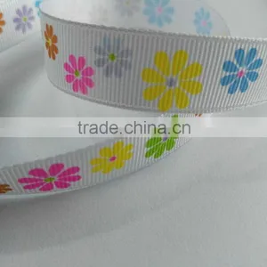 Good Quality and Cheap Label Fabric for Rotary Printed Colorful Ribbon, 100% Polyester Grosgrain Ribbon thumbnail-1