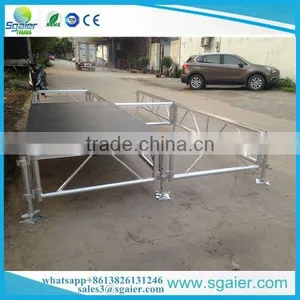 Low Cost Black Platform 4ft by 8ft Aluminum Portable Stage With Guardrail thumbnail-5