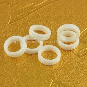 Anniversary White Zirconia Ceramic Rings Jewelry 8MM 6# 7# thumbnail-1