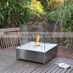 Square Stainless Steel Box Bio Ethanol Fireplace thumbnail-1