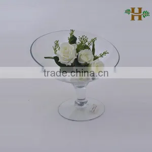 Handblown Clear Oblique Opening Footed Glass Candy Plate thumbnail-1
