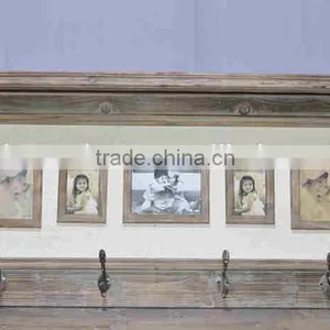 Retro Vintage Wall Shelf With Frames and Hooks thumbnail-2