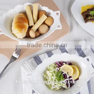 Wholesale 600ml Cheap Customized White Ceramic Baking Sala Bowl thumbnail-2