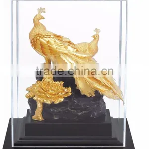 Gold Foil Peacock Statue in Display Box Promotion Gift thumbnail-1