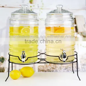 Double Glass Dispenser With Metal Stand or Iron Bucket thumbnail-2