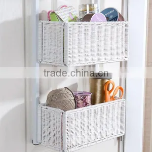 3 Tiers Over the Door Metal and Plastic Hanging Basket Storage Shelf Plastic Basket thumbnail-3