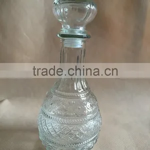 Beautiful Glass Wine Bottle , Glass Bottle , Glass Bottle With Lid , Glassware thumbnail-1