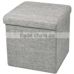 Grey Polyester Linen Durable Storage Ottoman Foot Rest thumbnail-2