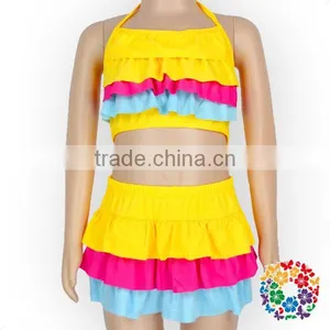 2017 New Arrival Summer Girls Colorful Ruffle Bikini Swimming Wear thumbnail-2