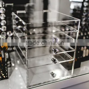 2017 Wholesale Clear Acrylic Lucite Makeup Storage Boxes Cosmetic Storage Box thumbnail-4