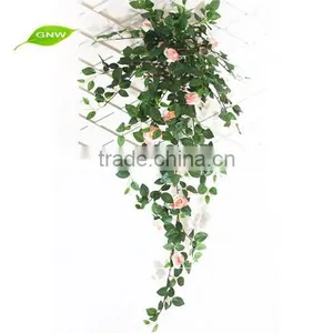 GNW FLV011 Green Leaf Fabric Artificial Hanging Rose Vines Colorful Flowers for Wedding Decoration thumbnail-2