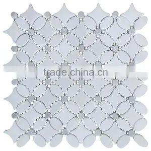 MM-CV280 Low Price Bathroom Natural Stone White Color Flower Shape Marble Mosaic thumbnail-2