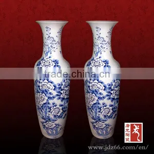 Art Hand Painted Tall White Porcelain Vase With Blue Flowers thumbnail-1