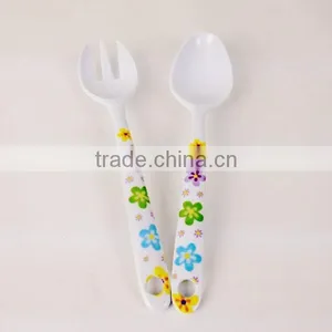 Meneed 100% Flower Printing Personalized Melamine Spaghetti Fork and Spoon thumbnail-1