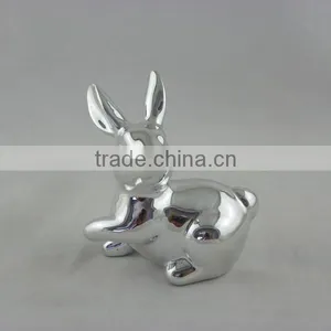 Funny Silver Ceramic Easter Bunny Decorations thumbnail-1