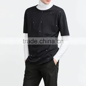 Paint Splatter T-shirt With Round Neck Short Sleeves Fancy Design Casual Bottom T-shirt For Autumn thumbnail-2