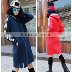 Women Fashion Long Sleeve Midi Length Black Casual Autumn Hoodie Dress thumbnail-1