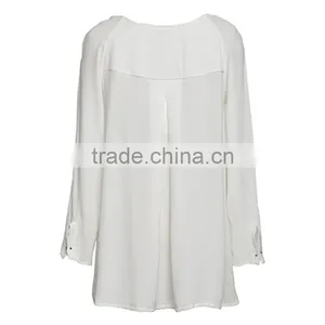 Best Quality New Fashion Designs Long Sleeves Round Neckline Women White T-shirts thumbnail-2