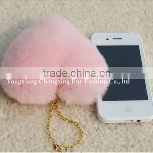 CX-A-02 Genuine Rabbit Fur Pendant Keyring ~ MIXED COLOUR thumbnail-1