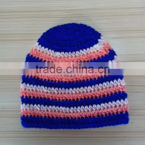 Dark Blue Crocheted Winter Beanies Hat thumbnail-1