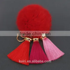 Fashion Tassel Pom Pom Fur Ball Keychain Wholesale Fur Pompoms Tassel Bag Charm 114A thumbnail-5
